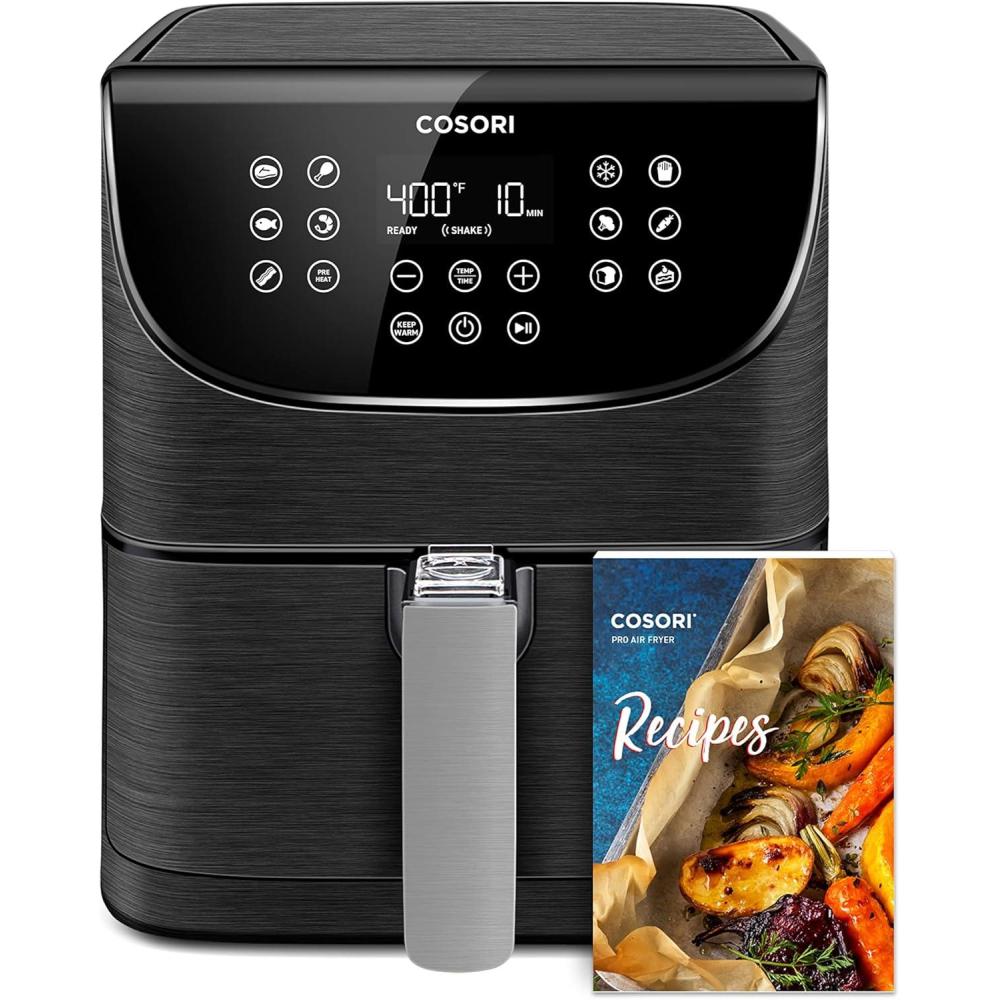 COSORI Pro Gen 2 Air Fryer 5.8QT, Upgraded Version with Stable Performance & Sleek New Look, 13 One Touch Functions, 100 Paper & 1100 Online Recipes, Dishwasher-Safe Detachable Square Basket, Black(Air Fryer)