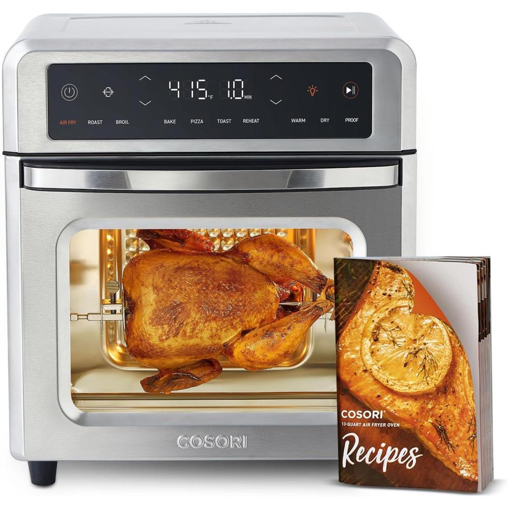 COSORI 11-in-1 Air Fryer Oven , 13Qt Small Footprint Airfryer combo with Rotisserie, Toast, Bake, Roast, Reheat Functions and more, Recipe Book & 6 Accessories Included, Perfect for Small Contertop