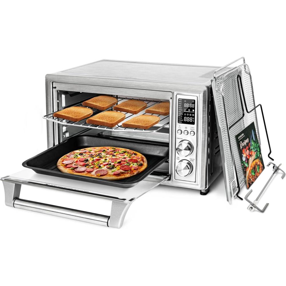 COSORI Air Fryer Toaster Oven Combo, 12-in-1 Airfryer Rotisserie Convection Oven Countertop, Bake, Broil, Roast, Dehydrate, 134 Recipes & 4 Accessories, 32QT, Silver, Stainless Steel(Silver-Stainless Steel)